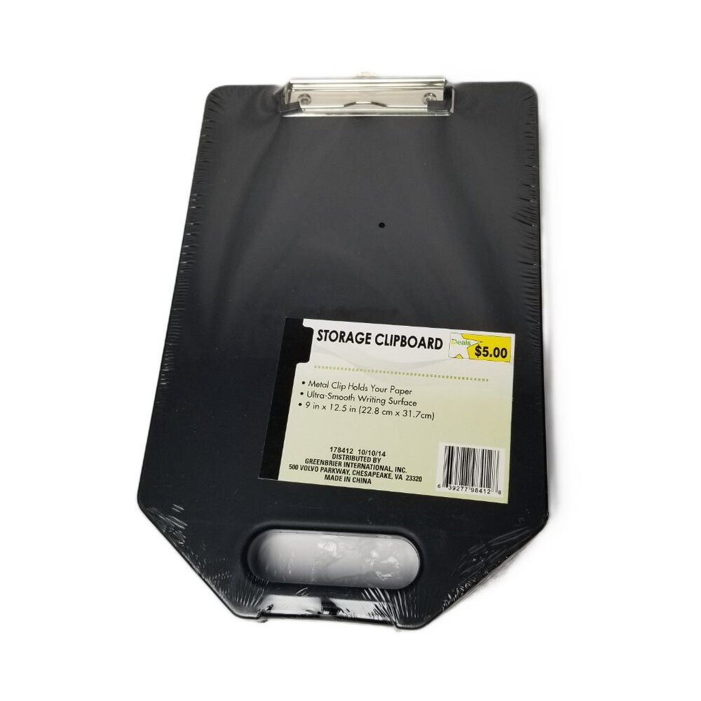 Black Storage Clipboard 9x12.5 Metal Clip Document Holder New